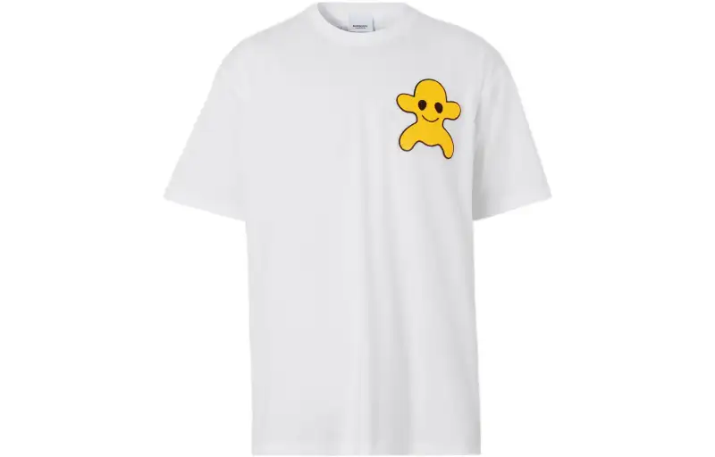 Burberry T Shirts Men's White Crew Neck Moderate Straight Fit
