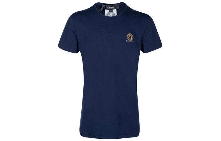 VERSACE Merdustus avatar круглый воротник короткий рукав Футболка мужской стиль голубой