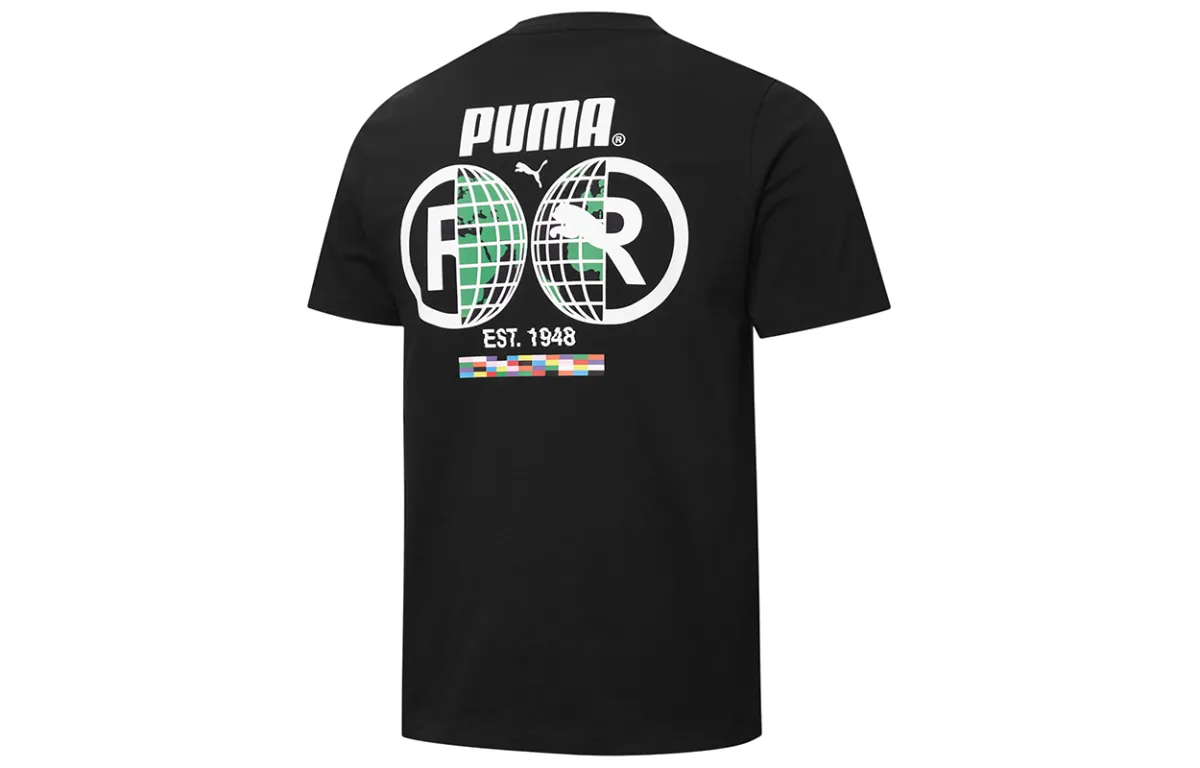 PUMA T-Shirts Men's Black Crew Neck Moderate Straight Fit