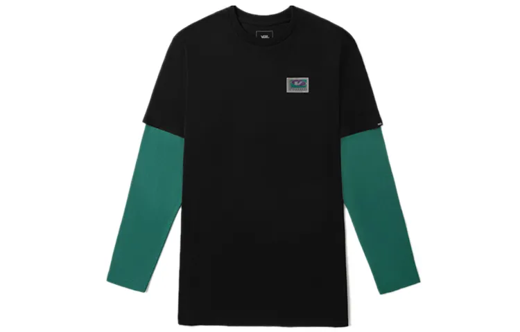 Vans T Shirts Unisex Black Crew Neck Moderate Mock Two Piece