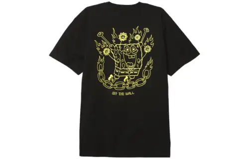 Vans X SPONGEBOB SQUAREPANTS T Shirts Men's Black Crew Neck Moderate Straight Fit