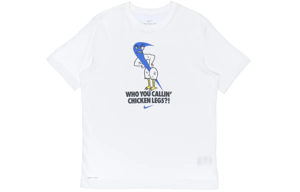 Nike T-Shirts Men's White Crew Neck Moderate Straight Fit