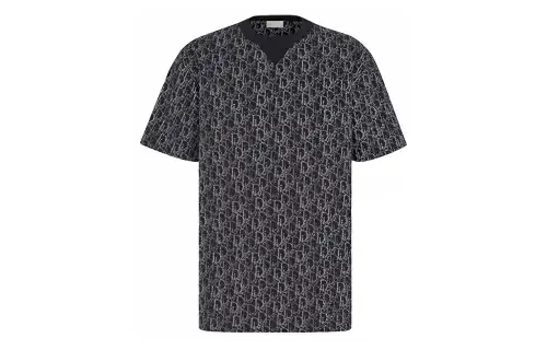 DIOR Quarterly New Products T Shirts Men's Marine Blue Crew Neck Straight Fit