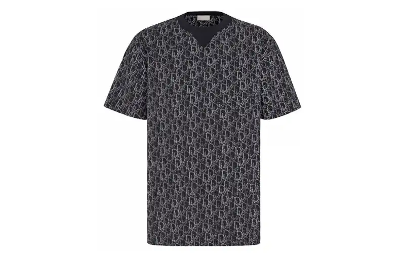 DIOR Quarterly New Products T Shirts Men's Marine Blue Crew Neck Straight Fit