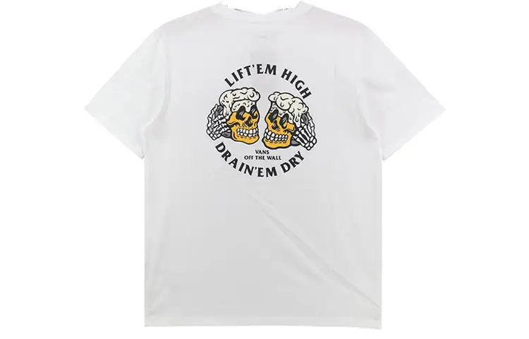 Vans T Shirts Men's White Crew Neck Moderate Straight Fit