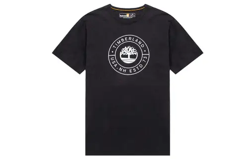 Timberland T Shirts Men's Black Crew Neck Moderate Straight Fit