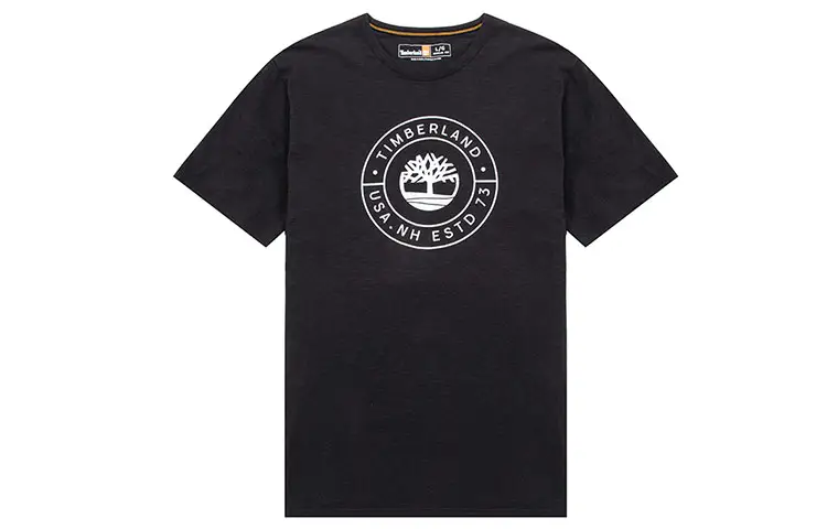 Timberland T Shirts Men's Black Crew Neck Moderate Straight Fit