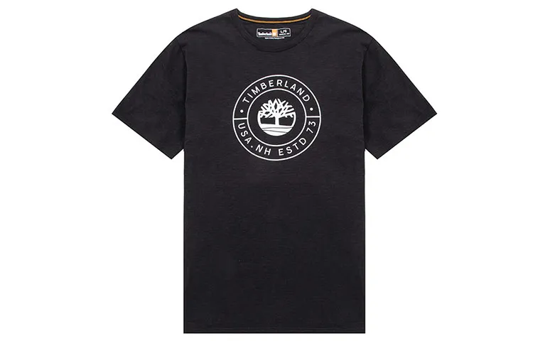 Timberland T-Shirts Men's Black Crew Neck Moderate Straight Fit