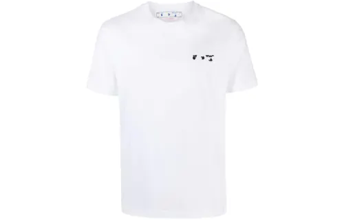 OFF WHITE SS22 T Shirts Men's White Crew Neck Moderate Straight Fit