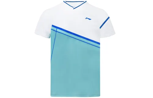 Li Ning Badminton Collection T Shirts Unisex Standard White V Neck Moderate Straight Fit