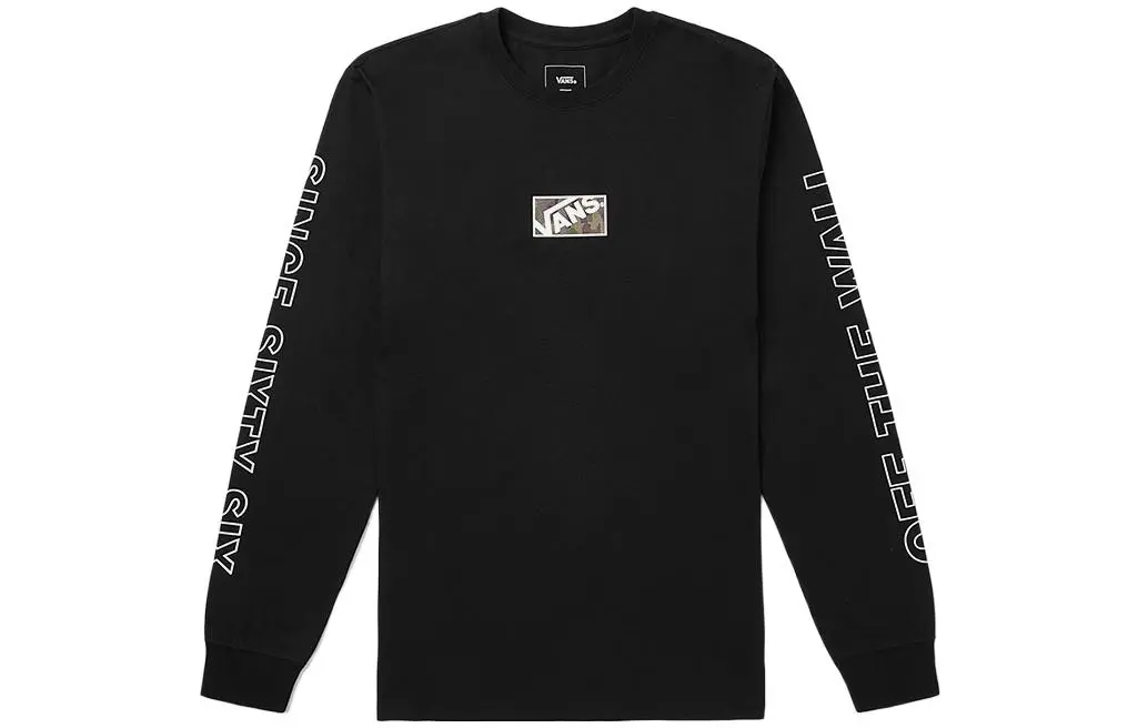 Vans T-Shirts Men's Black Crew Neck Moderate Straight Fit