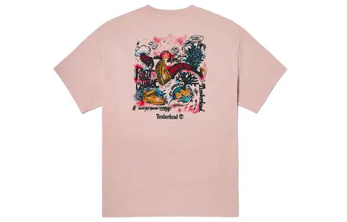 Timberland Drop Shoulder Sleeve T Shirt Unisex Light Pink
