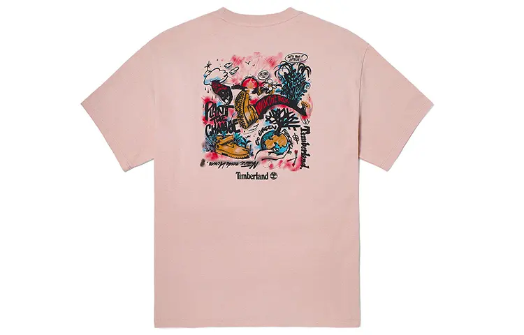 Timberland Drop Shoulder Sleeve T Shirt Unisex Light Pink