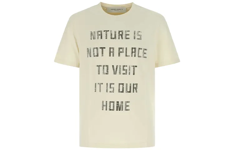 Golden Goose T Shirts Men's Brown Crew Neck Moderate Straight Fit