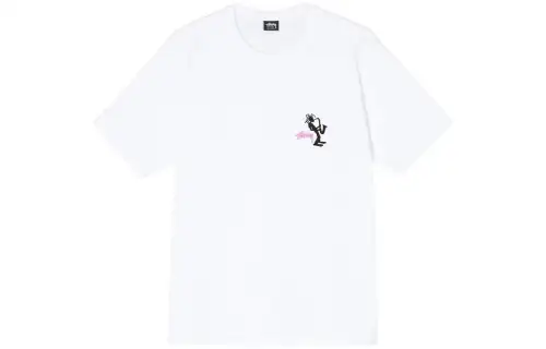 Stussy T Shirts Men's White Crew Neck Moderate