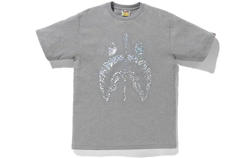 A BATHING APE Shark Series T Shirts Men's Gray Crew Neck Moderate Straight Fit