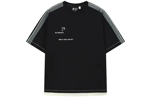 FILA T Shirts Men's Jet Black Crew Neck Moderate Straight Fit