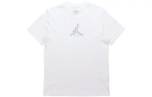 Jordan T Shirts Men's White Crew Neck Moderate Straight Fit