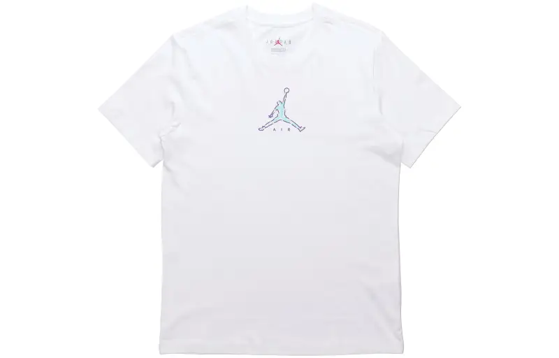 Jordan T Shirts Men's White Crew Neck Moderate Straight Fit
