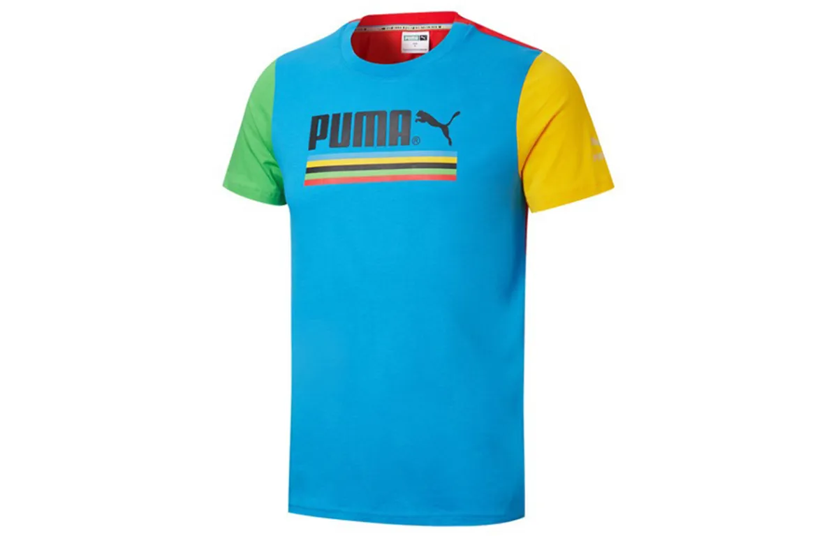 PUMA T-Shirts Men's Royal Blue Crew Neck Moderate Straight Fit