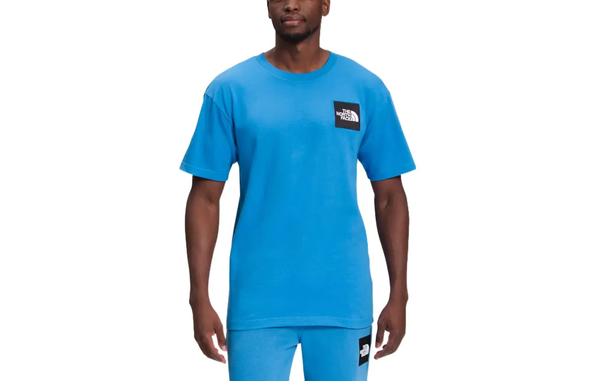 THE NORTH FACE T-Shirts Men's Blue Crew Neck Moderate Straight Fit