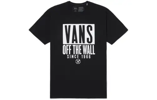 Vans T Shirts Unisex Black Crew Neck Moderate Straight Fit