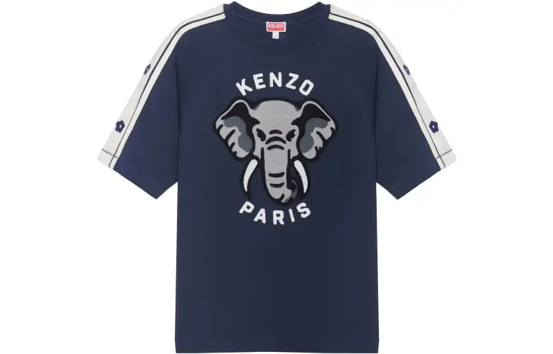 KENZO T Shirts Men's Midnight Blue Crew Neck Moderate Straight Fit