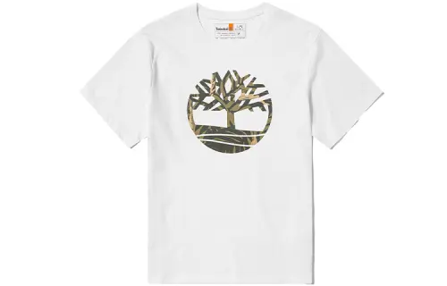 Timberland T Shirts Men's White Crew Neck Moderate Straight Fit