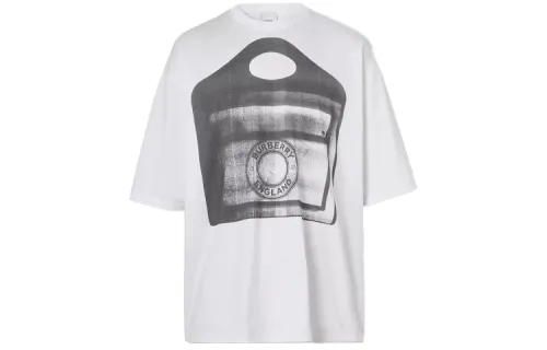 Burberry T Shirts Men's White Crew Neck Moderate Straight Fit