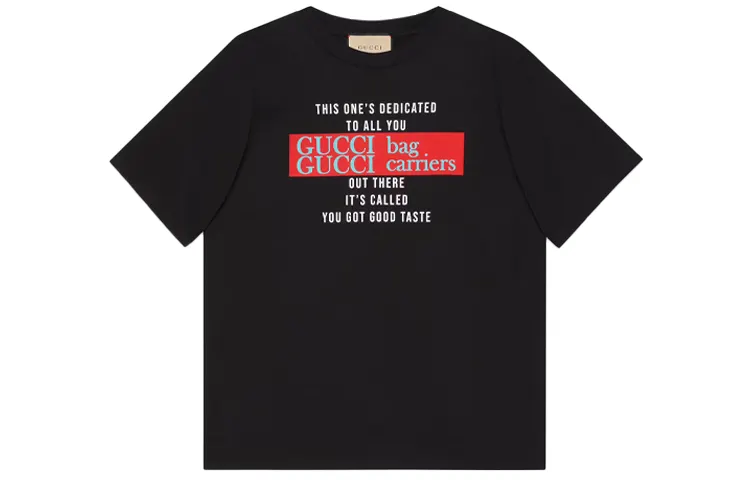 GUCCI T Shirts Men's Black Crew Neck Moderate Straight Fit