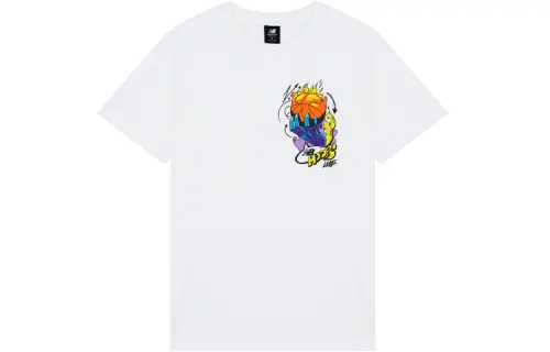 New Balance T Shirts Men's White Crew Neck Regular Straight Fit