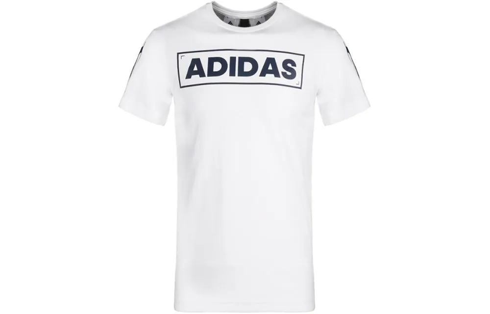 Adidas T-Shirts Men's White Crew Neck Moderate Straight Fit