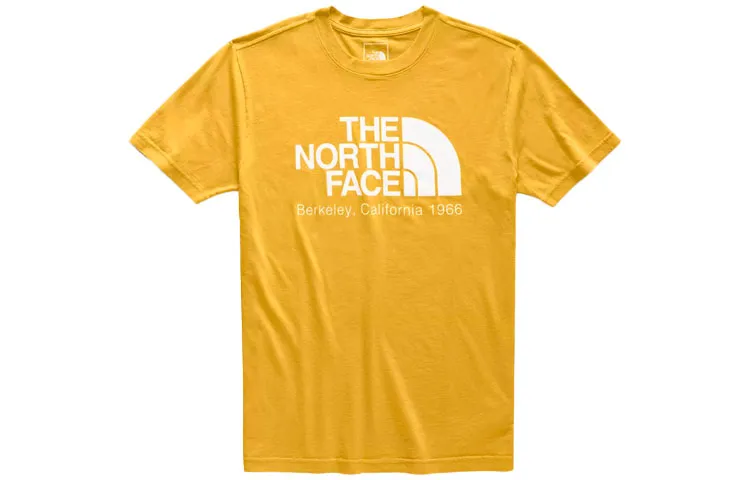 THE NORTH FACE T-Shirts Men's Yellow Crew Neck Moderate Straight Fit