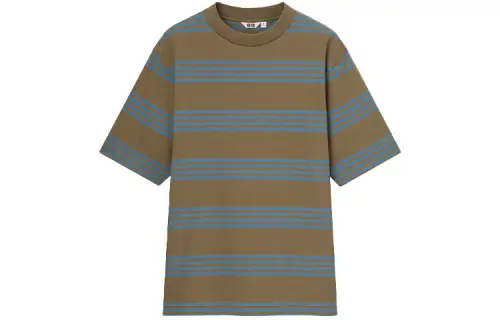 UNIQLO T Shirts Men's Umber Crew Neck Moderate Straight Fit