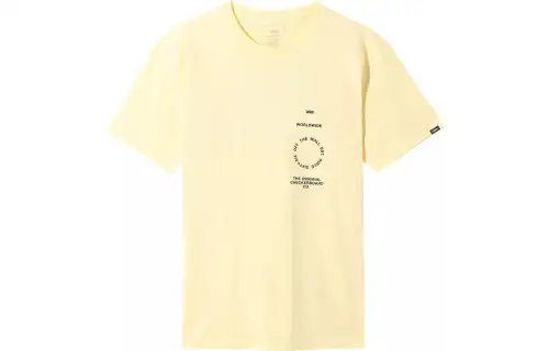 Vans T Shirts Men's Light Yellow Crew Neck Moderate Straight Fit