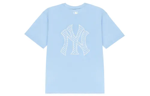 MLB Old Flower T Shirts Unisex Blue Crew Neck Moderate Straight Fit