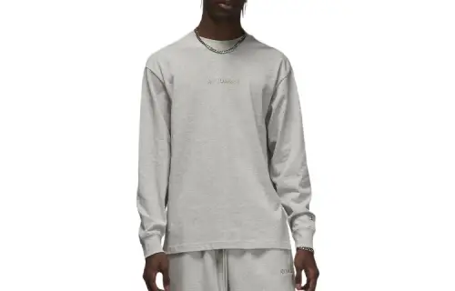 Jordan Wordmark T Shirts Men's Gray Crew Neck Moderate Straight Fit