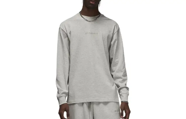Jordan Wordmark T Shirts Men's Gray Crew Neck Moderate Straight Fit