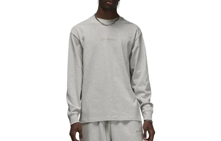 Jordan Wordmark T-Shirts Men's Gray Crew Neck Moderate Straight Fit