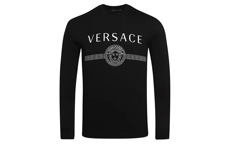 VERSACE T Shirts Unisex Black Crew Neck Moderate Straight Fit
