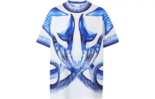 Burberry T Shirts Men's Marine Blue Crew Neck Moderate Straight Fit