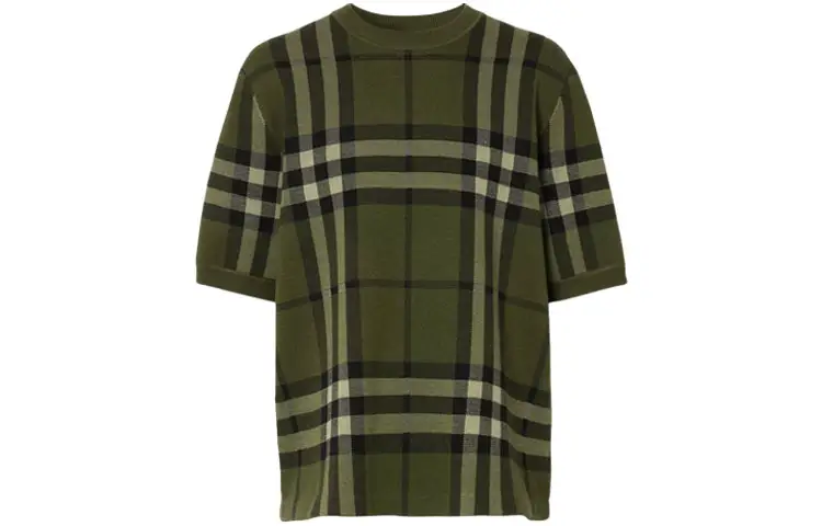 Burberry T Shirts Men's Green Crew Neck Moderate Straight Fit