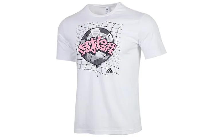 Adidas T-Shirts Men's White Crew Neck Moderate Straight Fit