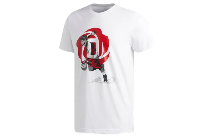 Adidas T-Shirts Men's White Crew Neck Moderate Straight Fit