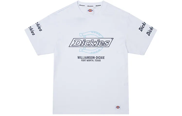 Dickies T Shirts Men's White Crew Neck Moderate Straight Fit