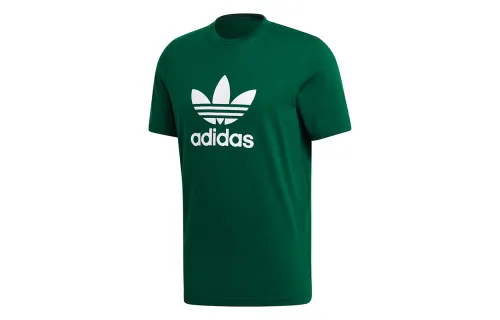 Adidas Originals Trefoil T Shirts Men's Dark Green Crew Neck Moderate Straight Fit