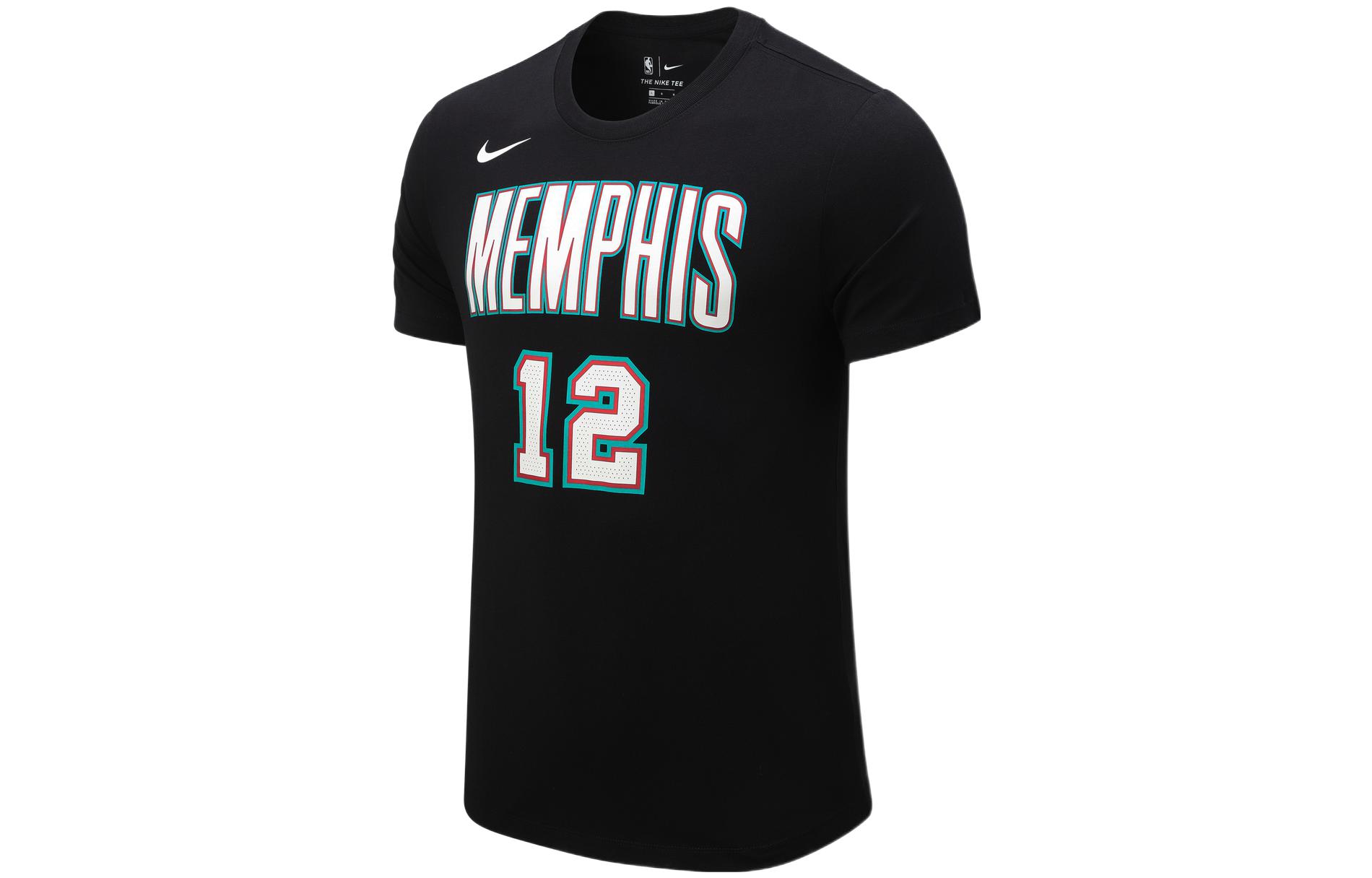 Nike NBA Memphis Grizzlies Morant No. 12 casual breathable sports printed short-sleeved T-shirt men's black