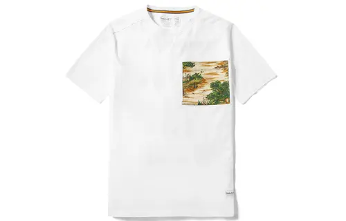 Timberland T Shirts Men's White Crew Neck Moderate Straight Fit