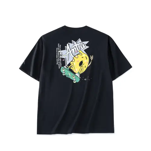 ANTA T Shirts Men's Black Crew Neck Moderate Other