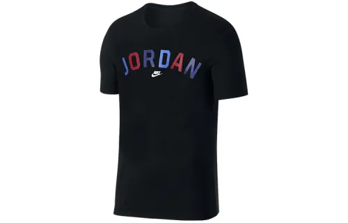 Jordan T Shirts Men's Black Crew Neck Moderate Straight Fit